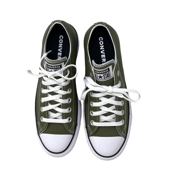 Converse Ctas Lift Platform Low Shoe Women Sneakers Khaki Leather Casual A09962C - Picture 5 of 9